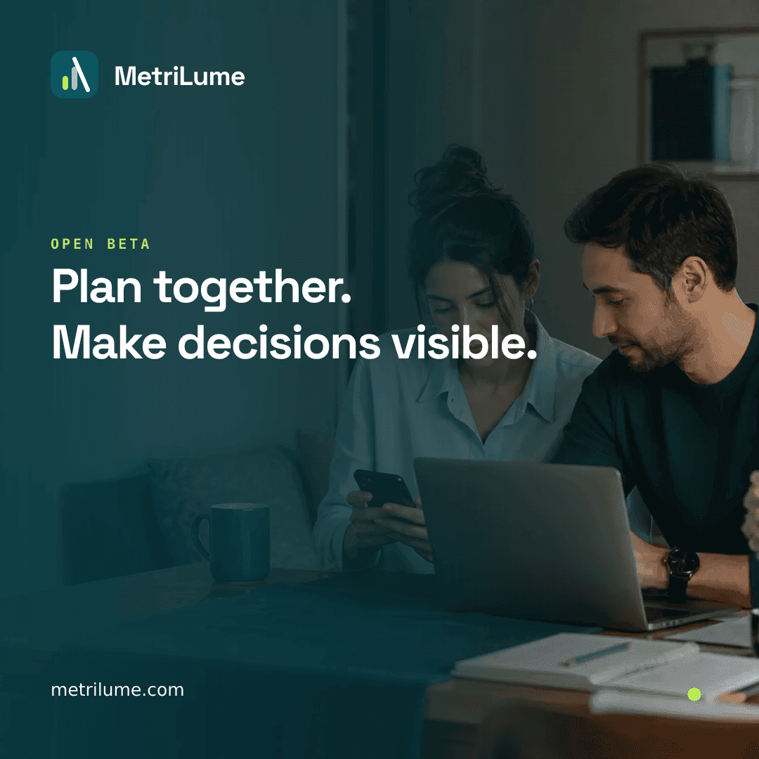 MetriLume square social media promotional visual